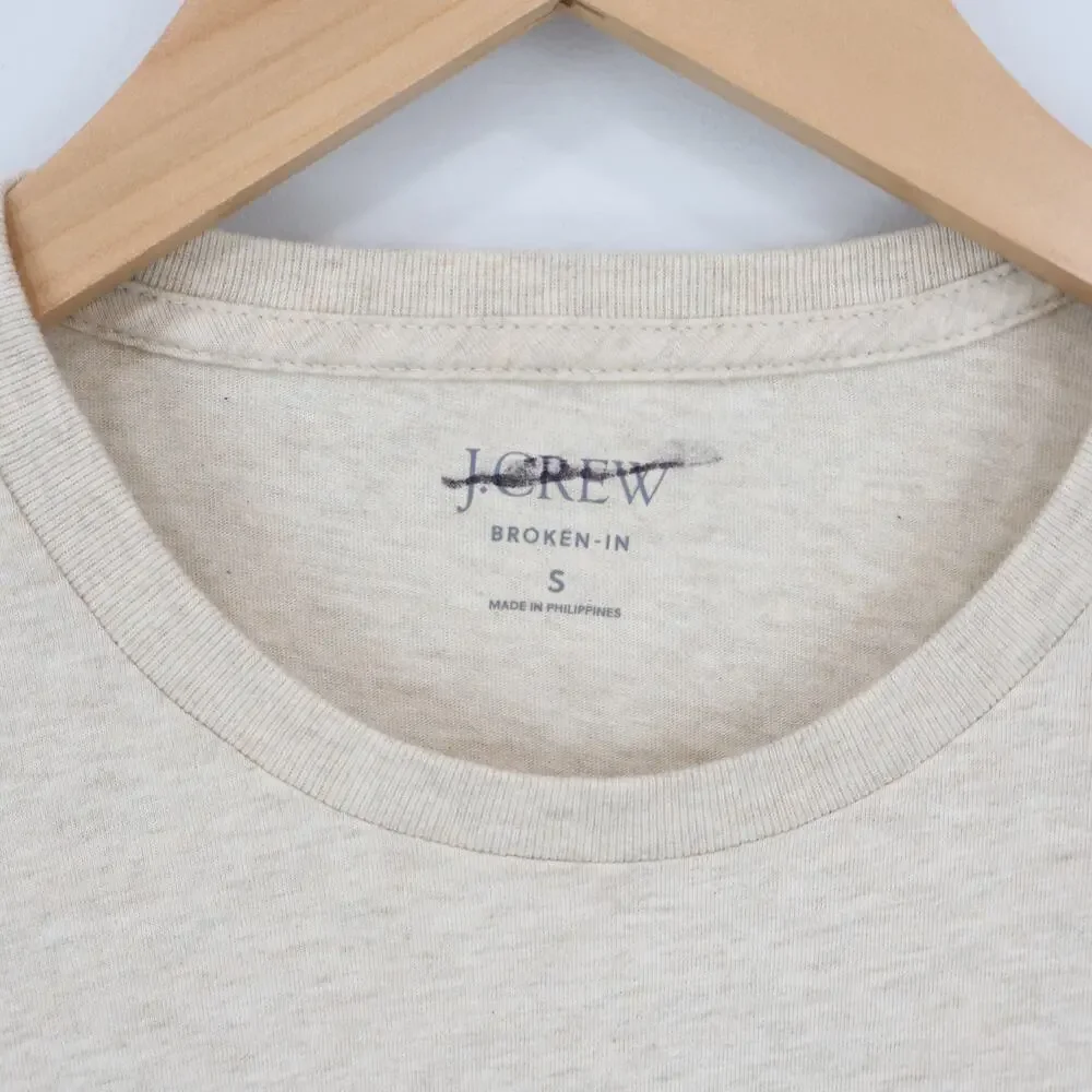 J.Crew Men's Broken-in Short Sleeve Pocket T-Shirt Heather Ecru Size Small NWT